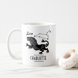 Mug Leo Lion Constellation Nom personnalisé Anniversai