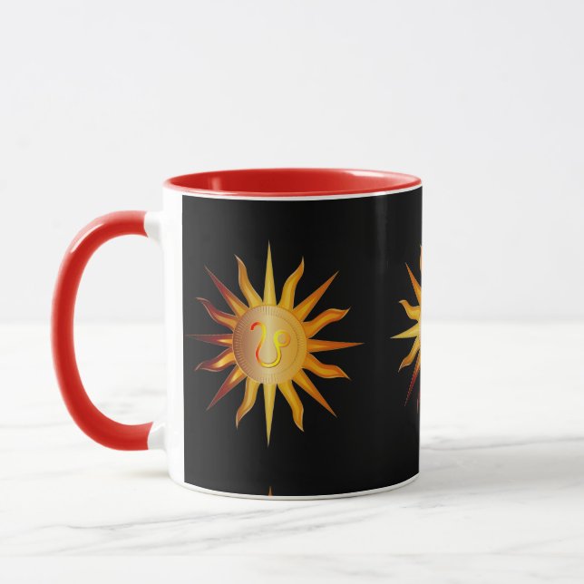 Mug Léo Soleil Signe du Feu Mois de Naissance Rouge &  (Gauche)