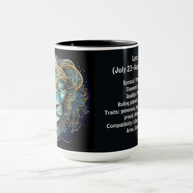 Mug Leo Zodiac Art for July 23–August 22 (Centre)