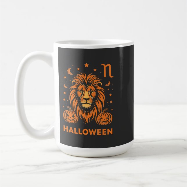 Mug Leo Zodiac Lion Halloween Citrouilles Éffrayants (Gauche)