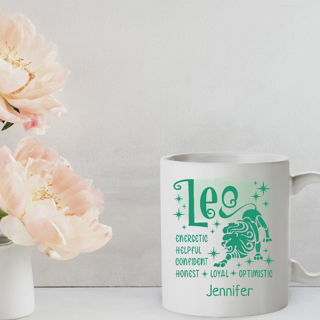 Mug Leo Zodiac Traits personnalisés Horoscope (Créateur téléchargé)