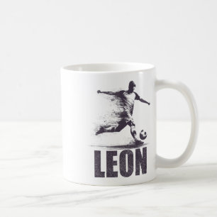 Mug Leon Garçons de football Personnalisé Prénom Leon 