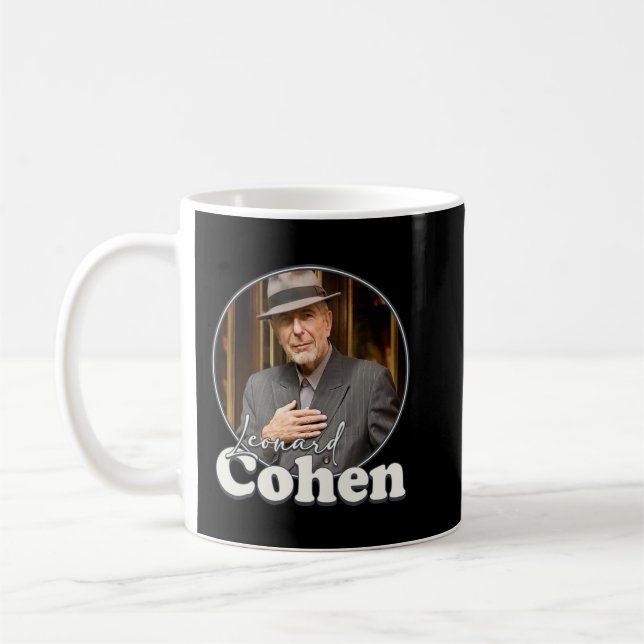 Mug Leonard Cohen Retro Portrait FanArt Hommage (Gauche)