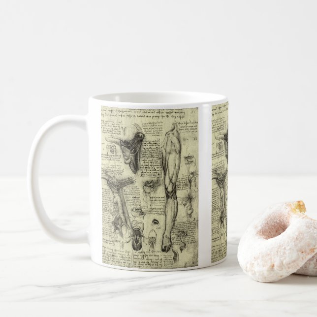 Mug Leonardo da Vinci Vintage Anatomie humaine Larynx  (Avec donut)