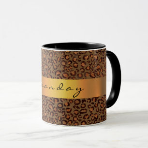 Mug Leopard Animal Black Honey Gold Stripe Nom du café