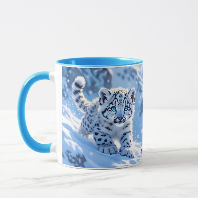 Mug Léopard bébé neige mignon fantasy (Gauche)