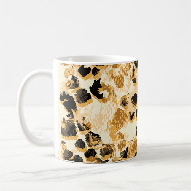 Mug Leopard Chic : Elégance Motif Vintage. (Gauche)
