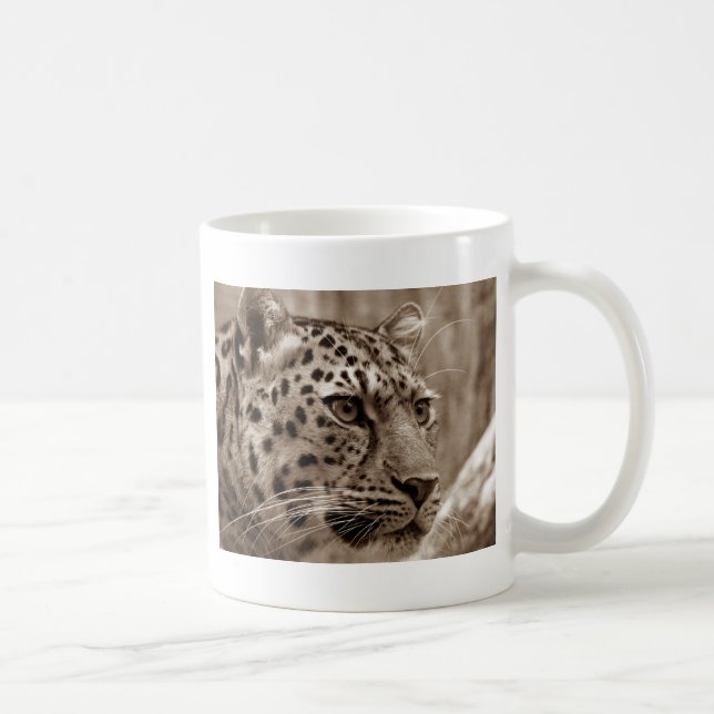 Mug Leopard Closeup Sepia HD Photo (Droite)