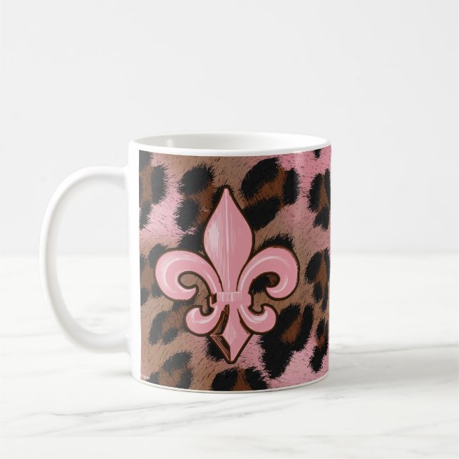Mug Leopard Fleur de Lis rose (Gauche)