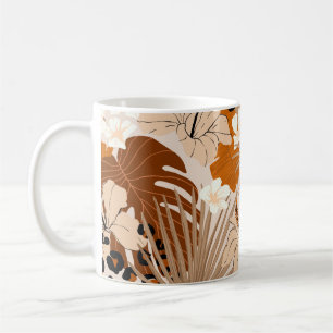 Mug Léopard fourrure tropicale feuille fleurs d'hibisc