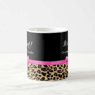 Mug Leopard Hot rose Bow C'est un Baby shower Safari f