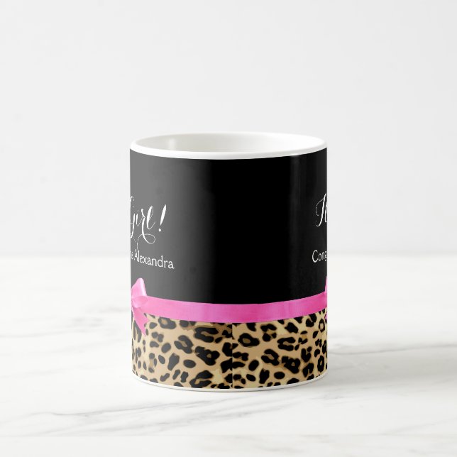 Mug Leopard Hot rose Bow C'est un Baby shower Safari f (Centre)