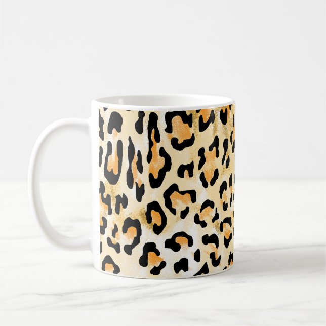 Mug Léopard jaune, dessiné à la main. (Gauche)
