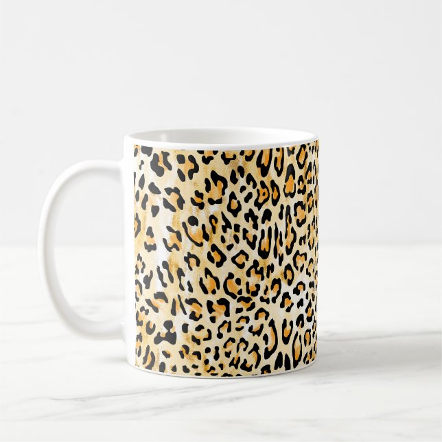 Mug leopard jaune et blanc dessiné à la main (Gauche)