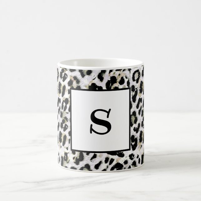 Mug Leopard - Monogramme tacheté, personnalisé, (Centre)