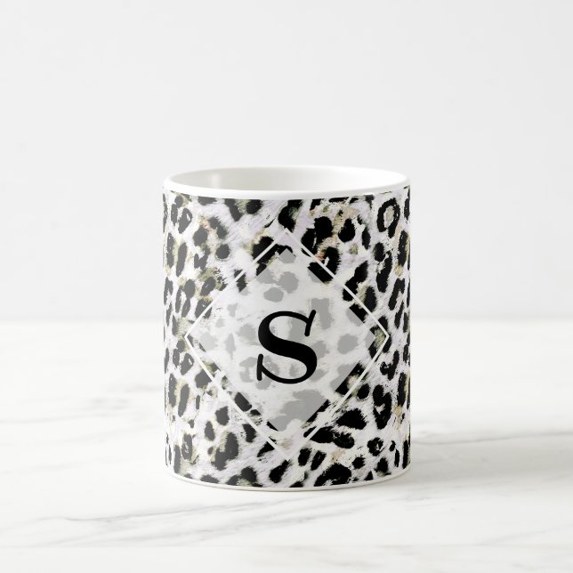 Mug Leopard - Monogramme tacheté, personnalisé, (Centre)