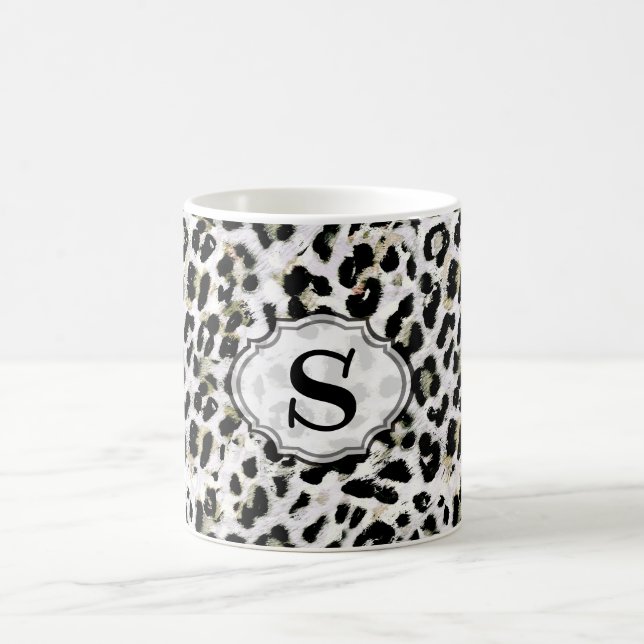 Mug Leopard - Monogramme tacheté, personnalisé, (Centre)