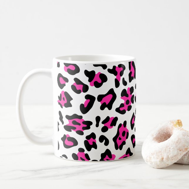 Mug Léopard noir blanc et rose chaud (Avec donut)