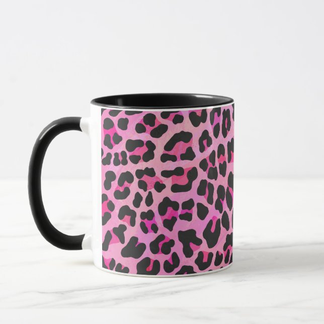 Mug Léopard noir et rose chaud (Gauche)