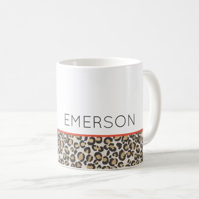 Mug Leopard Poster de animal Neutral Chic NOM (Devant droit)