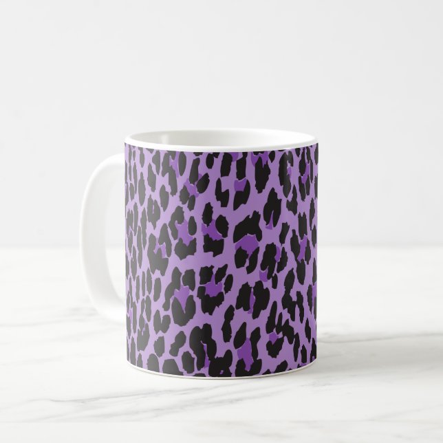 Mug Leopard Print, Léopard Spots, Purple Leopard (Devant gauche)