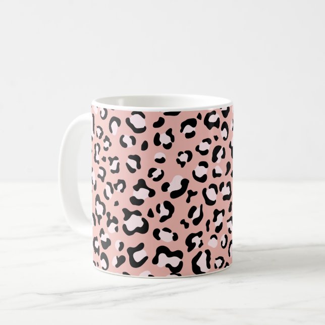 Mug Léopard Print, Léopard Spots, Rose Léopard (Devant gauche)