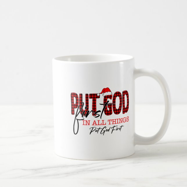Mug Leopard Put God First In All Things Santa Hat Xmas (Droite)