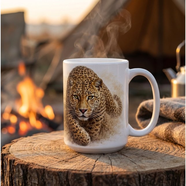 Mug Léopard Silent Stalker | Art de la faune africaine (Créateur téléchargé)