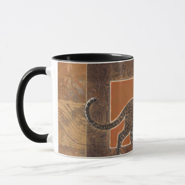 Mug Leopard sur Orange et Arrière - plan Brown (Gauche)