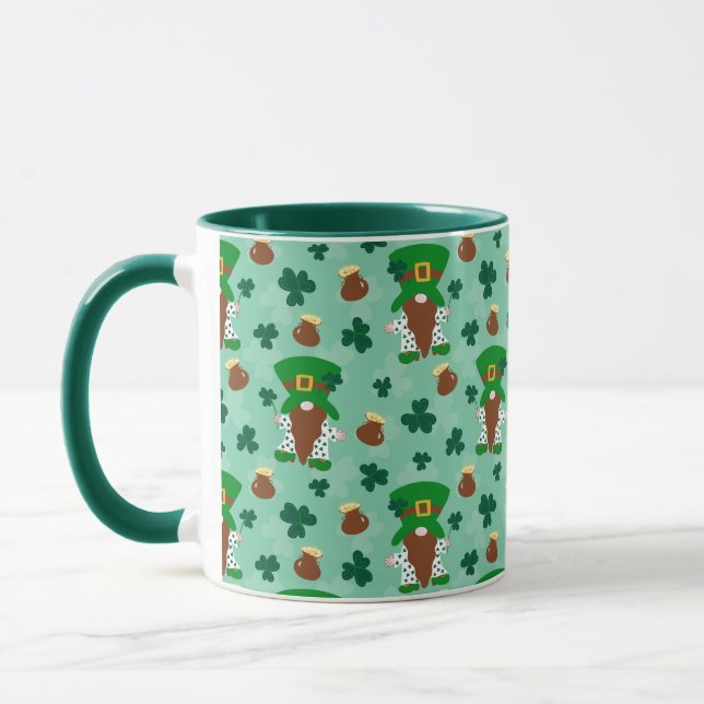 Mug Leprechaun Gnomes avec trèfle et Pots d'or (Gauche)