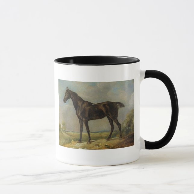 Mug L'Équitation-Cheval noir de l'agent de police de (Droite)