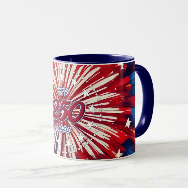 Mug Les 250 ans d'Amérique 1776-2026 Feux d'Artifice R (Devant droit)