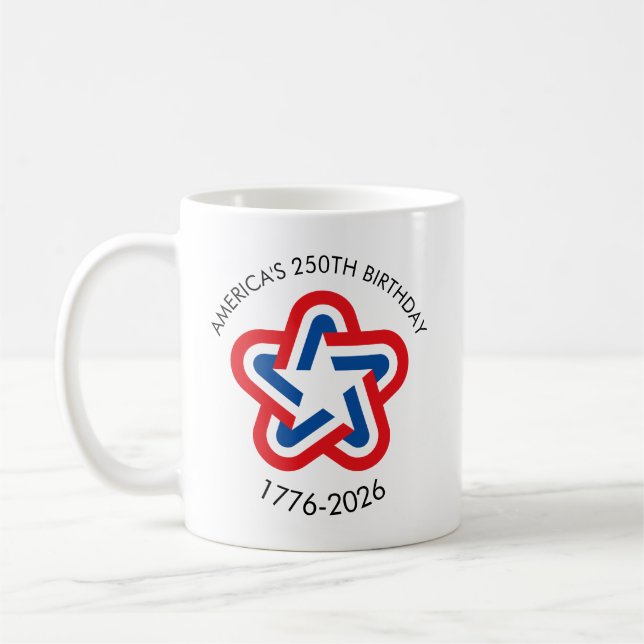 Mug Les 250 ans d'Amérique 1776-2026 Rouge Blanc Bleu  (Gauche)