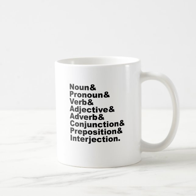 Mug Les 8 parties de la parole en langue anglaise (Droite)