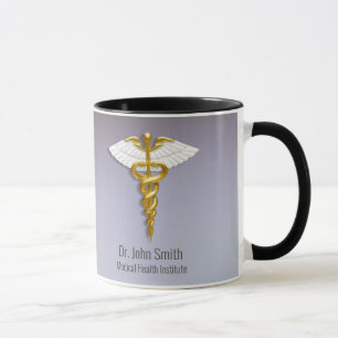 Mug Les ailes blanches de l'Élégant Gold Caduceus Médi