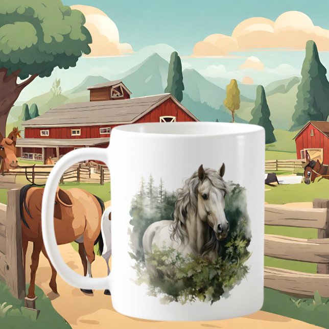 Mug Les amateurs de chevaux mignons ajoutent du monogr (Créateur téléchargé)