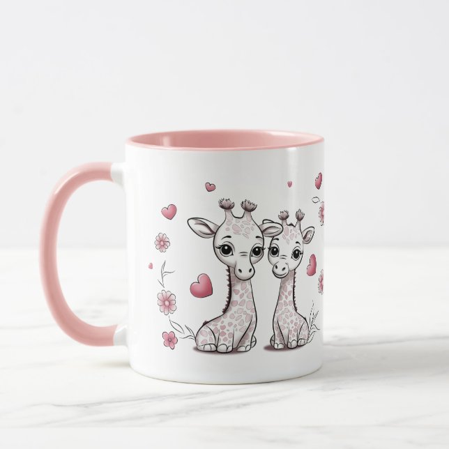 Mug Les amateurs de Giraffe de Cartoon mignonne Coeurs (Gauche)