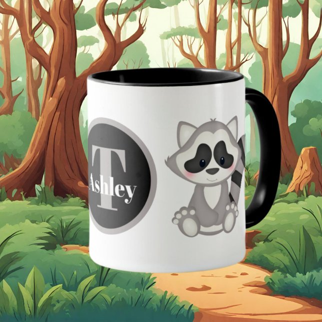 Mug Les amateurs de raton laveur ajoutent du monogramm (Créateur téléchargé)