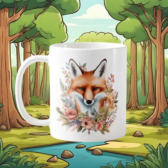 Mug les amateurs de renard mignon ajoutent du monogram (Créateur téléchargé)