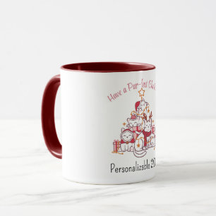 Mug Les amoureux des chats ont un Noël pur-ée rouge