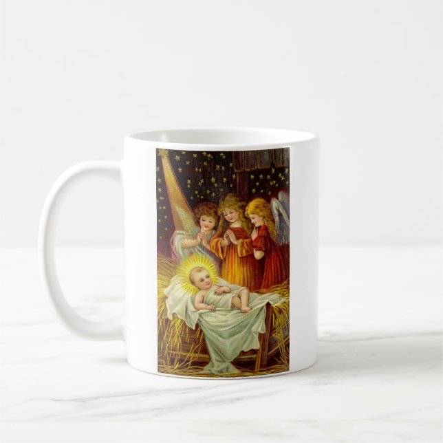 Mug Les anges Vintages visitent le bébé Jésus (Gauche)