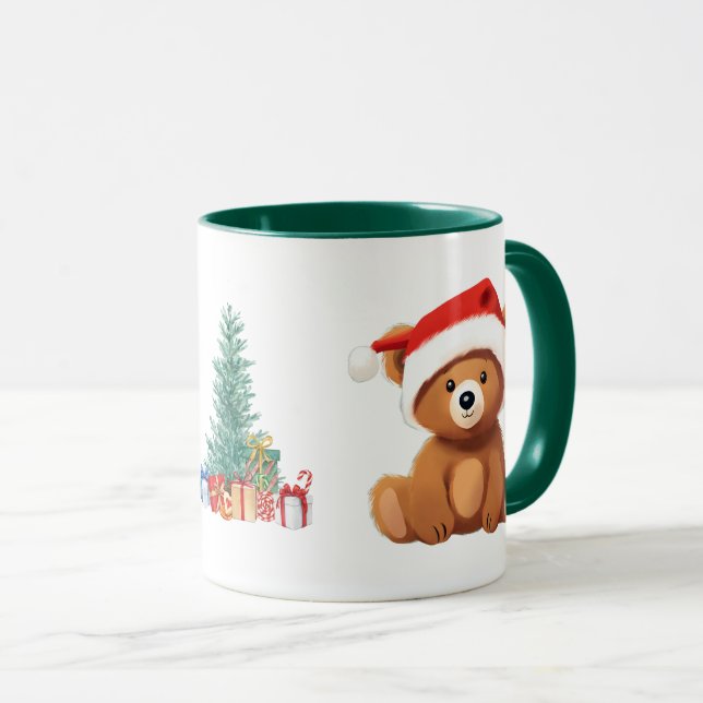 Mug Les animaux mignons hiver Ours Père Noël arbre de  (Devant droit)