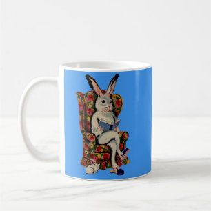 Mug Les années 1950 assis gros lapin lit l'histoire à 