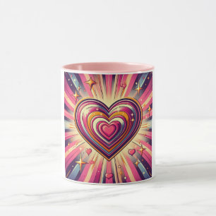 Mug les années 70 coeur pop art/Mug de Saint Valentin