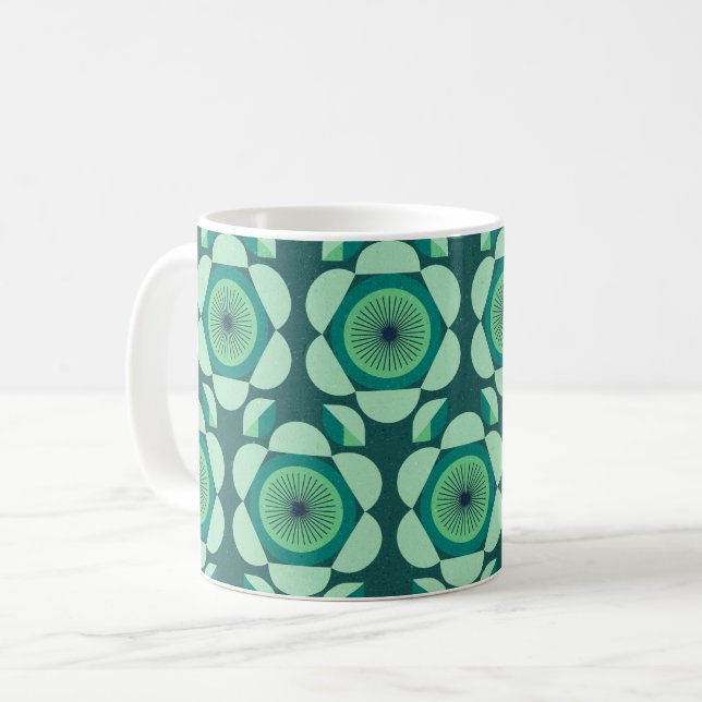 Mug les années 70 floral vibe - vert et bleu (Devant gauche)