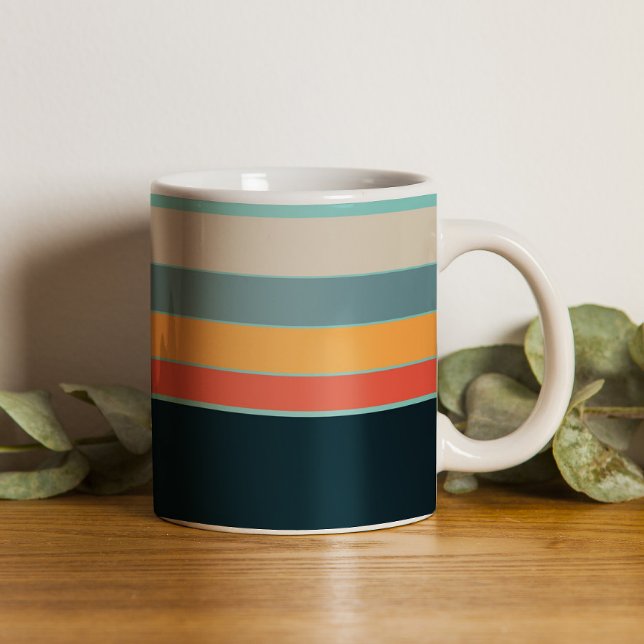 Mug les années 70 rétro bleu marine turquoise rose ray (Créateur téléchargé)