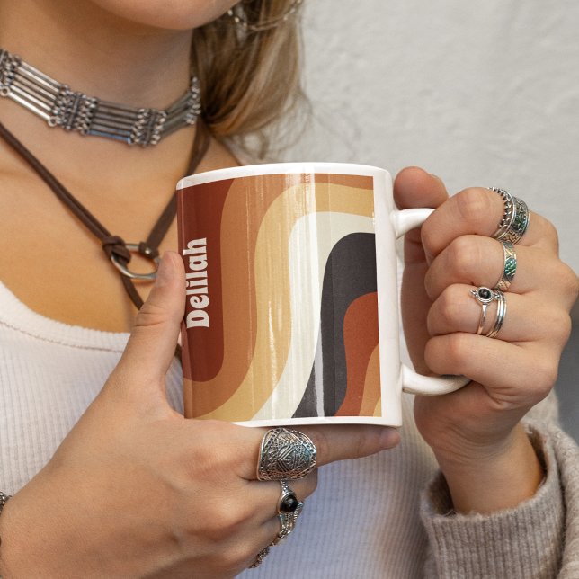 Mug Les années 70 rétro Wavy Orange Super Hippie perso (Créateur téléchargé)