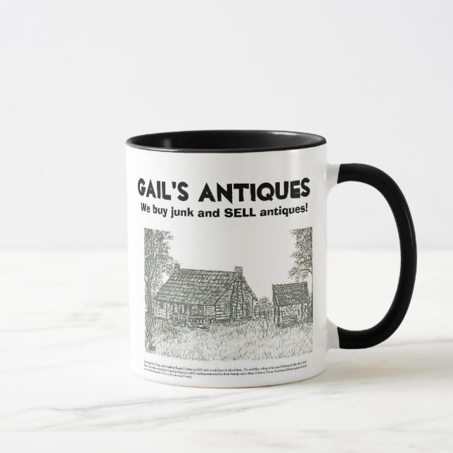 Mug Les antiquités de Gail, nous achetons l'ordure et (Droite)