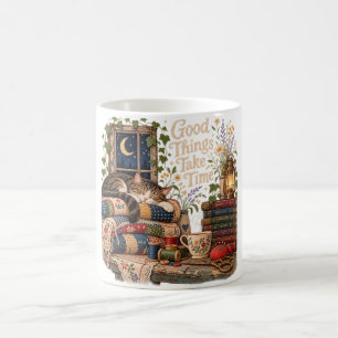 Mug Les Belles Choses Prennent du Temps – Chat sur Cou