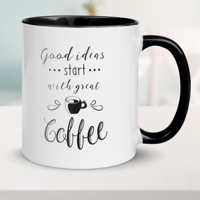 Mug Les bonnes idées Commencez par un café génial (Créateur téléchargé)